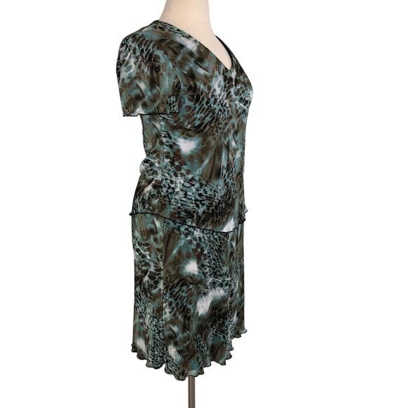 Connected Apparel Soft Accordion Shift Dress Midi V Neck Lagenlook Size 16 - Picture 8 of 10